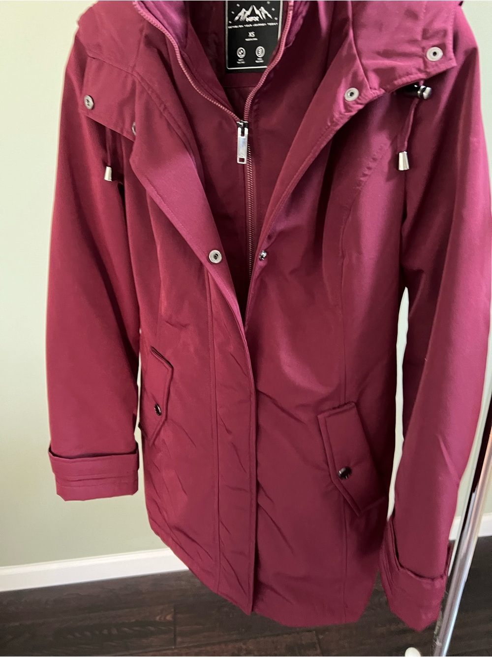 Women's Waterproof Hooded Parka Jacket - Deep Berry